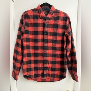 J.Crew Cotton Wool Elbow Patch Shirt in Red and Black Size M